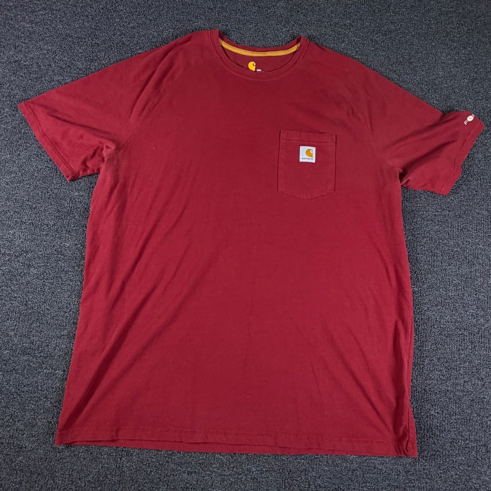 Carhartt T-Shirt Mens 2XL Force Relaxed Fit Red Pocket Short Sleeve EUC